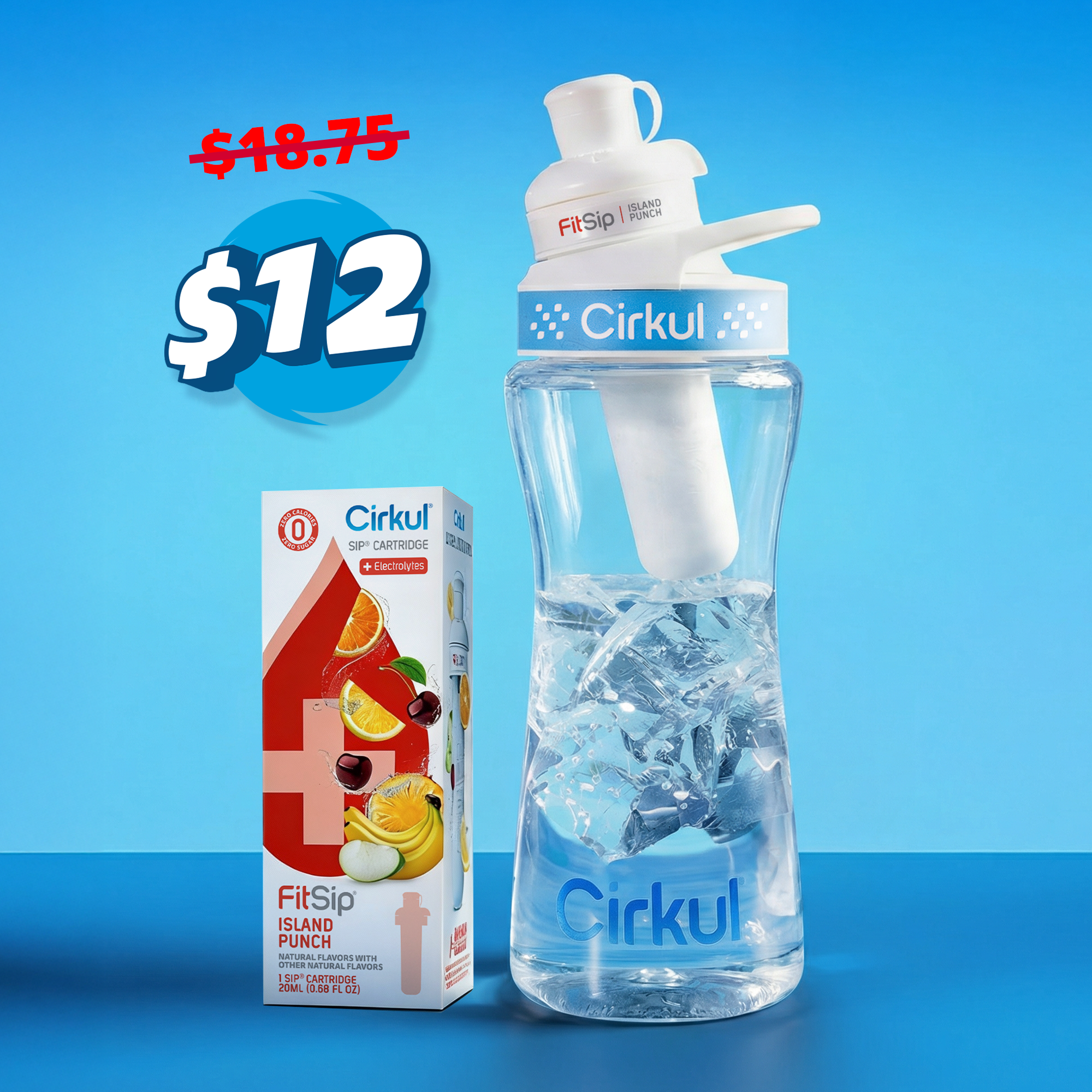 16oz. Plastic Bottle with Blue and White Lid 2.0 Bundle Z4