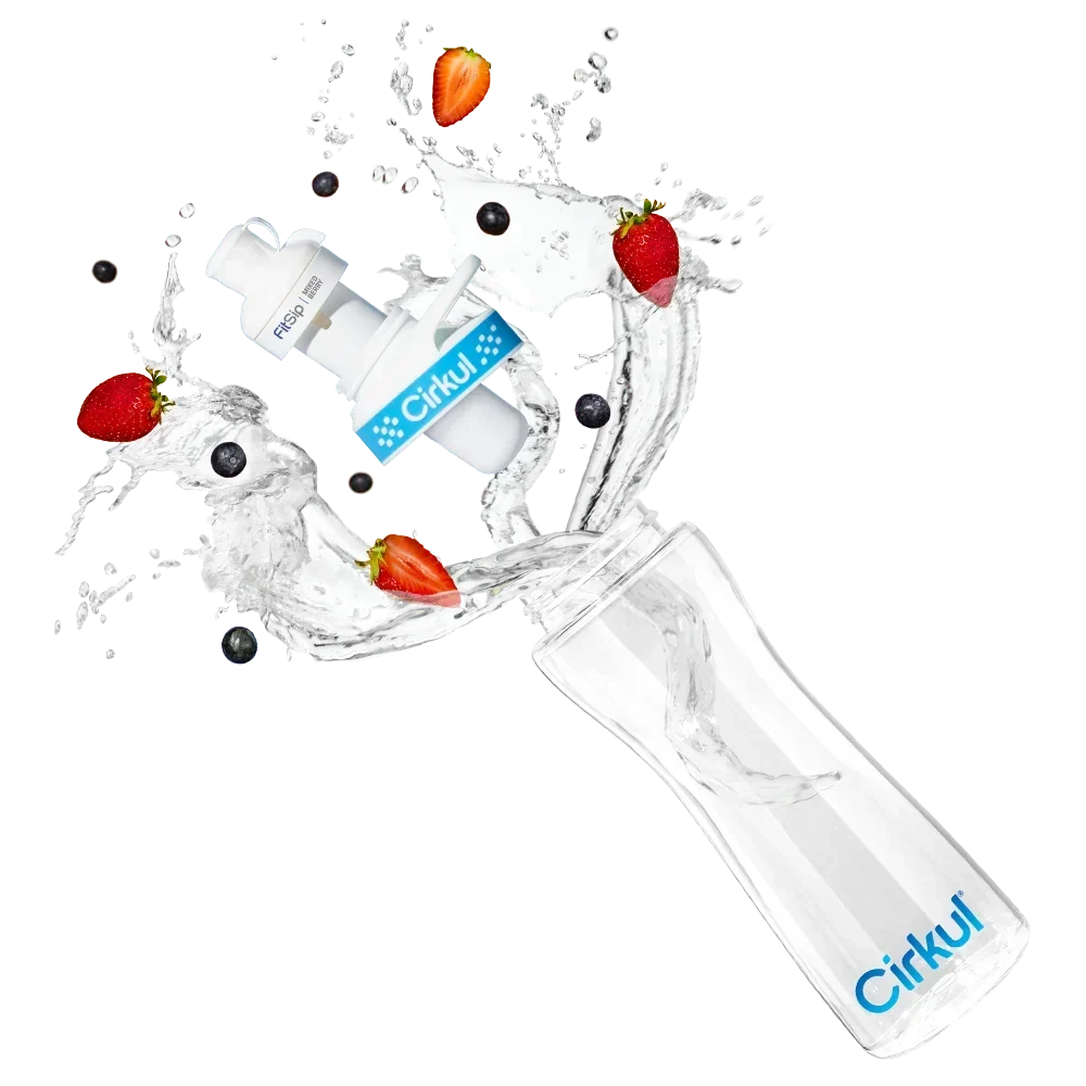 22oz. Plastic Bottle & Blue Comfort Grip Lid A8