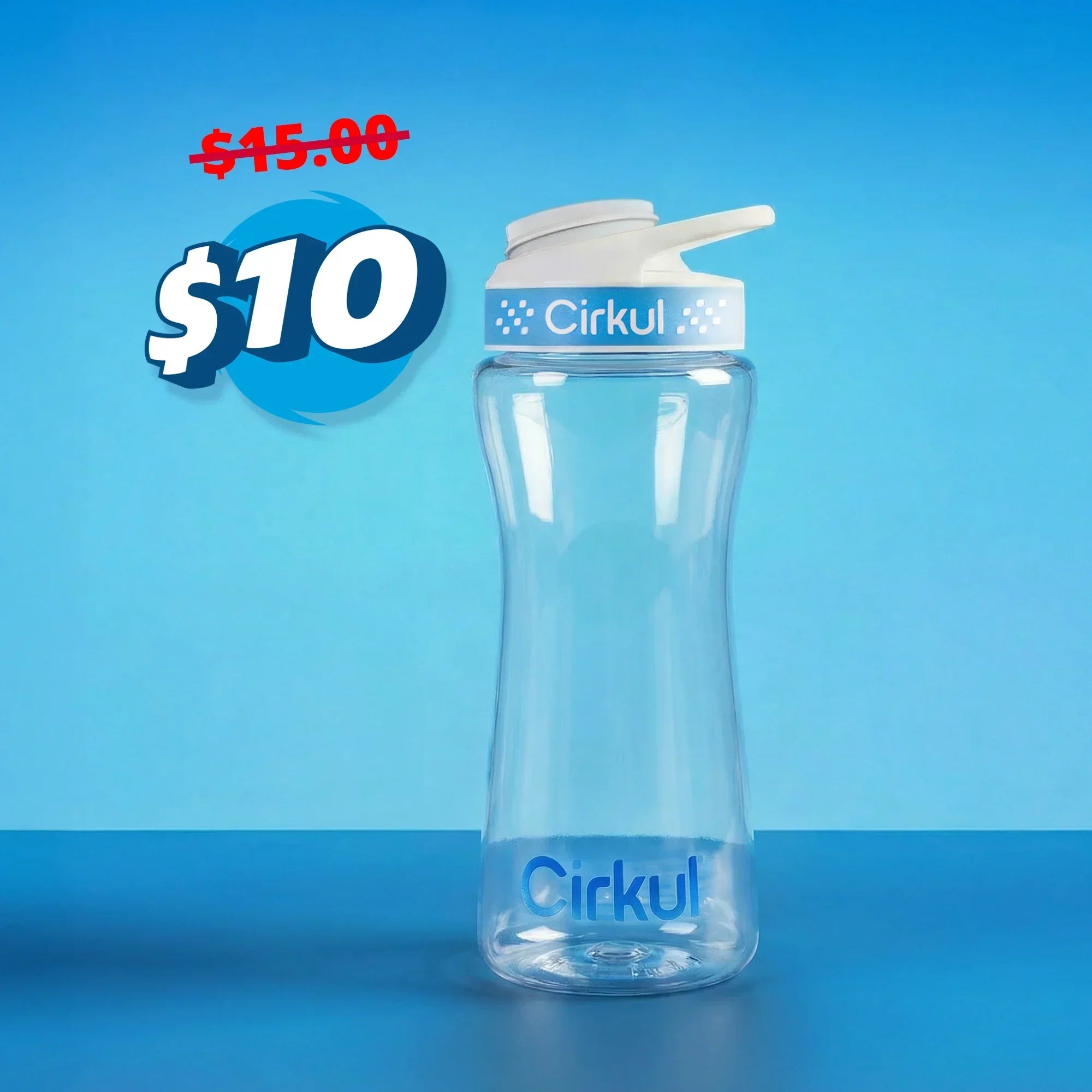 16oz. Plastic Bottle with Blue and White Lid 2.0 A0